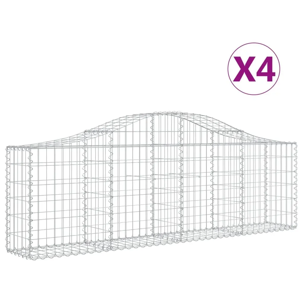 Arched Gabion Baskets Decorative Galvanised Iron 200 x 30 x 60/80 cm 4 Piece