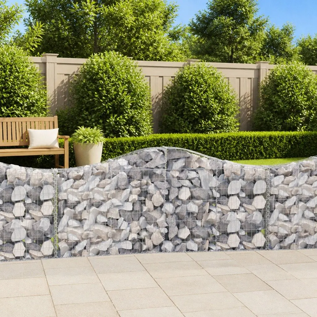 Arched Gabion Baskets Decorative Garden Barrier 200 x 30 x 80/100 cm 2 pcs
