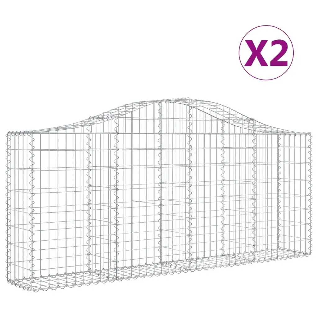 Arched Gabion Baskets Decorative Garden Barrier 200 x 30 x 80/100 cm 2 pcs