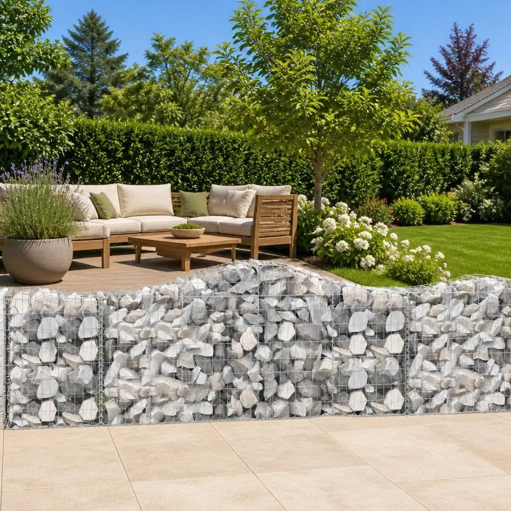 Arched Gabion Baskets Decorative Garden Barrier 3 pcs 200 x 30 x 80/100 cm