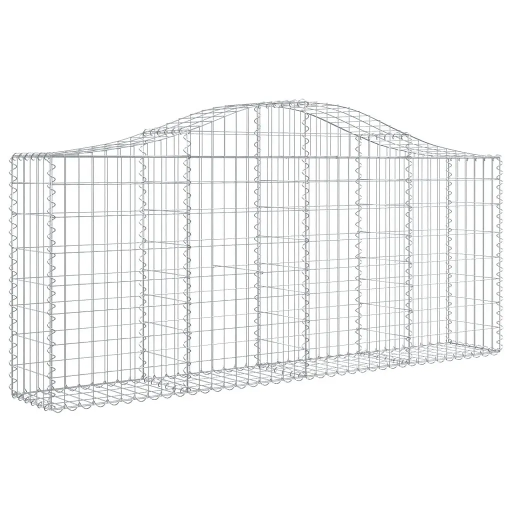 Arched Gabion Baskets Decorative Garden Barrier 6 Piece 200 x 30 x 80-100 cm Galvanised Iron Construction