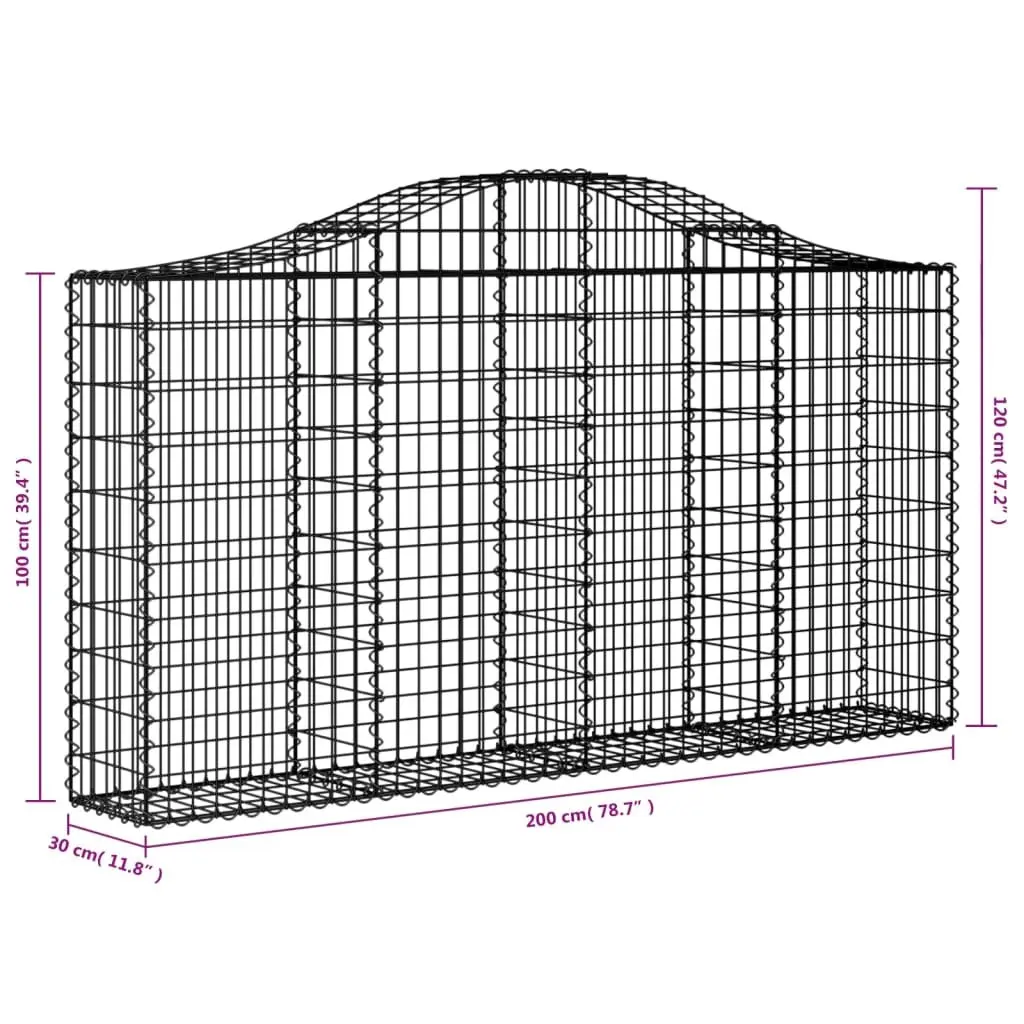 Arched Gabion Baskets Decorative Garden Barrier 200x30x100120cm 2 Pieces