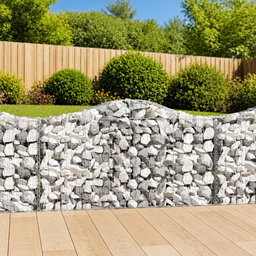 Arched Gabion Baskets Decorative Garden Barrier 200 x 30 x 100120 cm 3 pcs