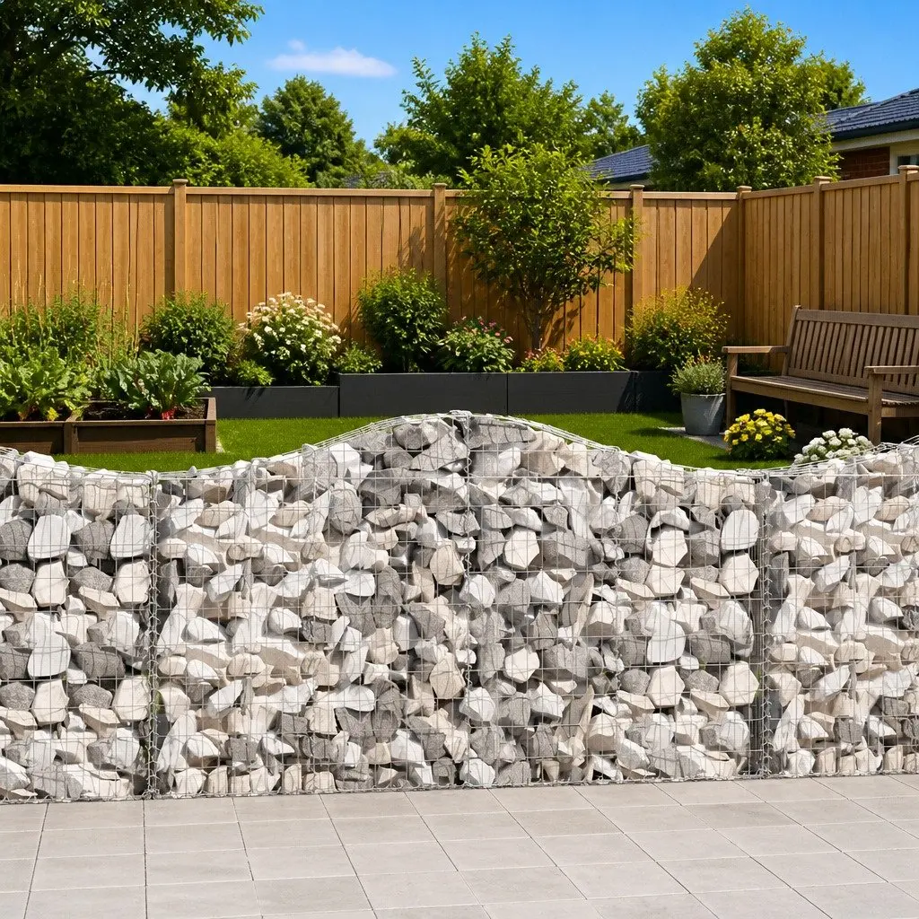 Arched Gabion Baskets Decorative Garden Barrier 200 x 30 x 100120 cm Set of 6