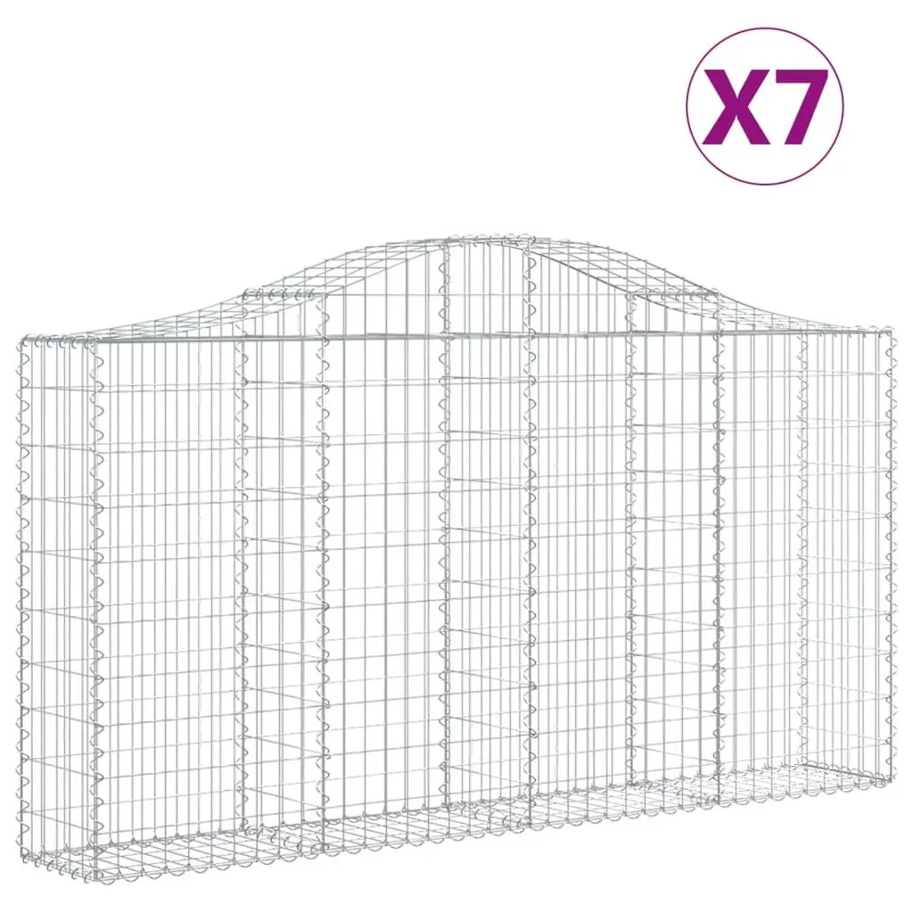 Arched Gabion Baskets Decorative Garden Barrier 7 Piece