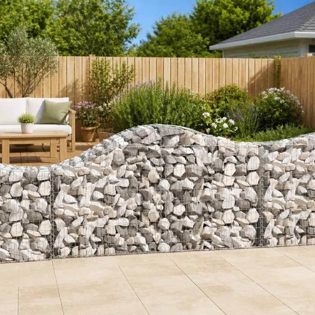 Arched Gabion Baskets Decorative Garden Barrier 9 Piece Set