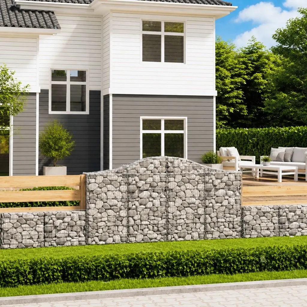 Arched Gabion Baskets Decorative Garden Barrier 200 x 30 x 120140 cm 2 pcs