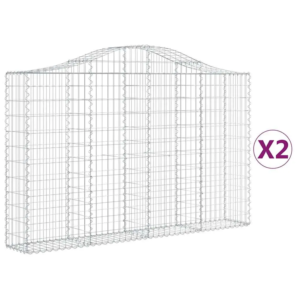 Arched Gabion Baskets Decorative Garden Barrier 200 x 30 x 120140 cm 2 pcs