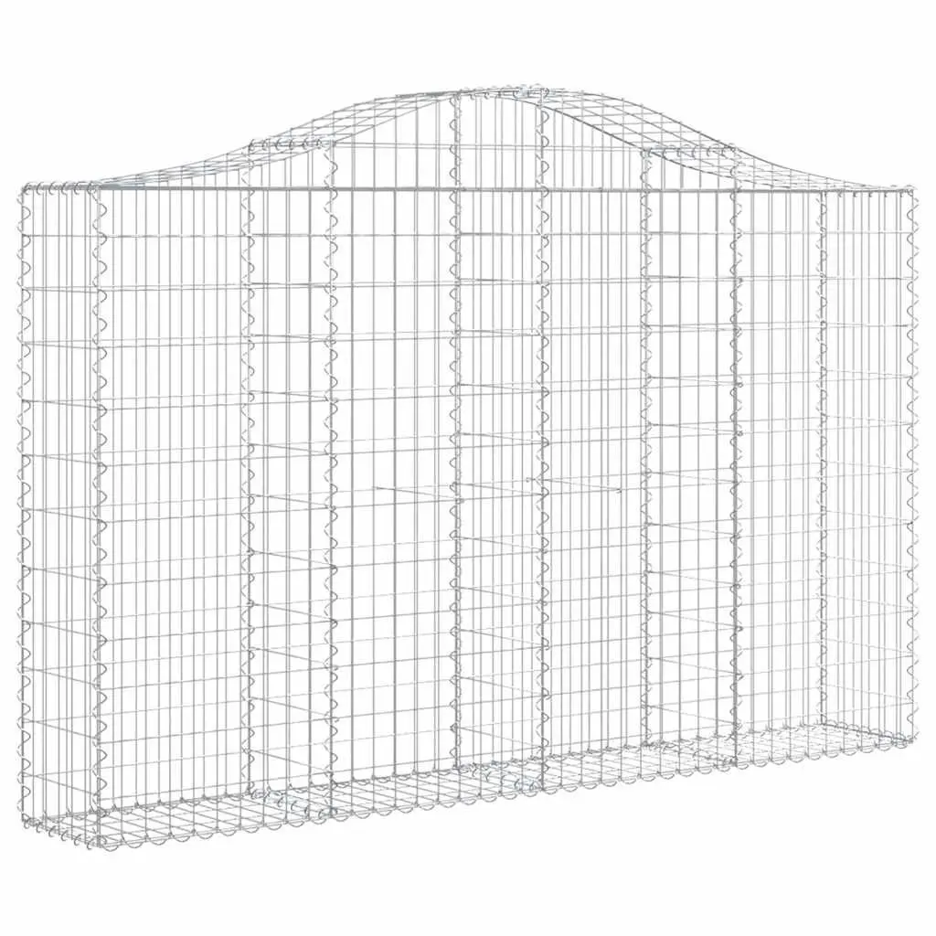 Arched Gabion Baskets Decorative Garden Barrier 3 Piece 200 x 30 x 120/140 cm Silver Galvanised Iron Construction