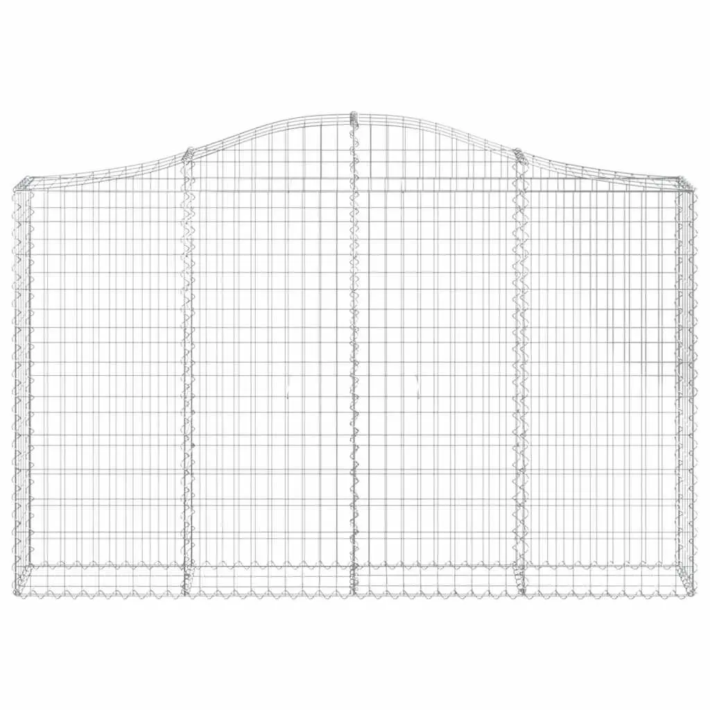 Arched Gabion Baskets Decorative Garden Barrier 3 Piece 200 x 30 x 120/140 cm Silver Galvanised Iron Construction