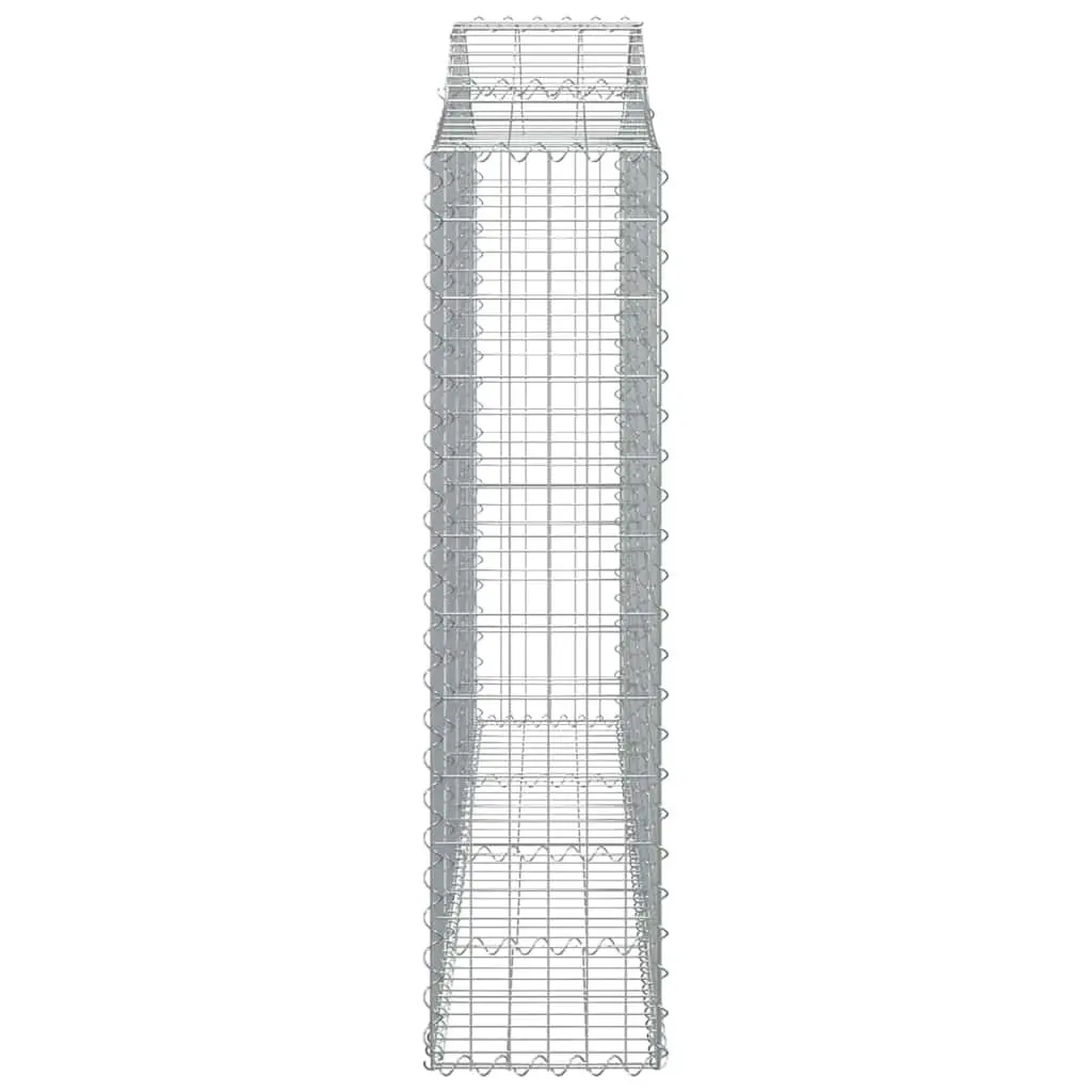 Arched Gabion Baskets Decorative Garden Barrier 3 Piece 200 x 30 x 120/140 cm Silver Galvanised Iron Construction