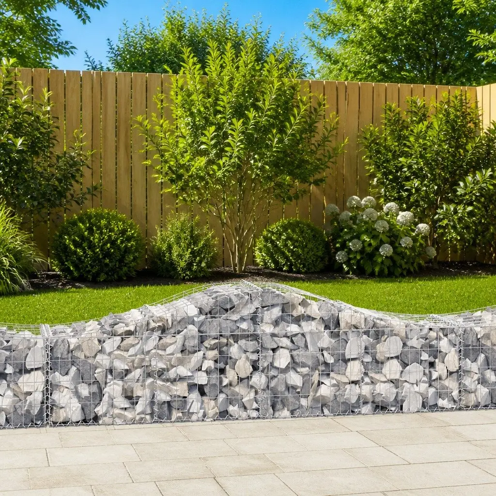 Arched Gabion Baskets Decorative Garden Barrier 2pc Outdoor Retaining Wall