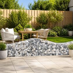 Arched Gabion Baskets 5 pcs Garden Barriers Decorative Retaining Wall Outdoor