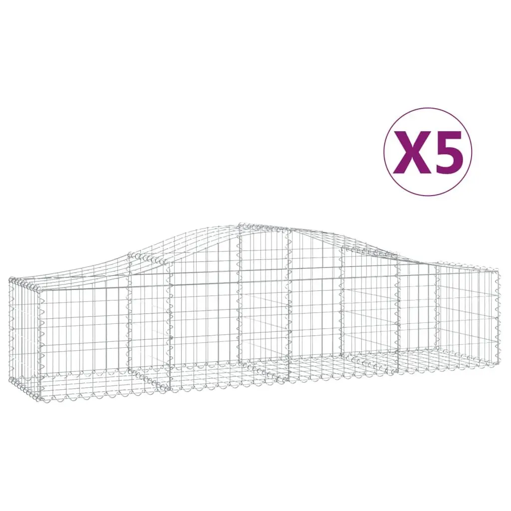 Arched Gabion Baskets 5 pcs Garden Barriers Decorative Retaining Wall Outdoor