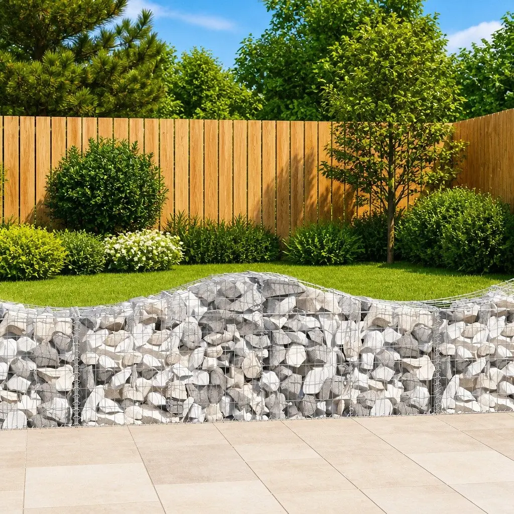 Arched Gabion Baskets Decorative Sound-Insulating Garden Barrier 200x50x60/80 cm