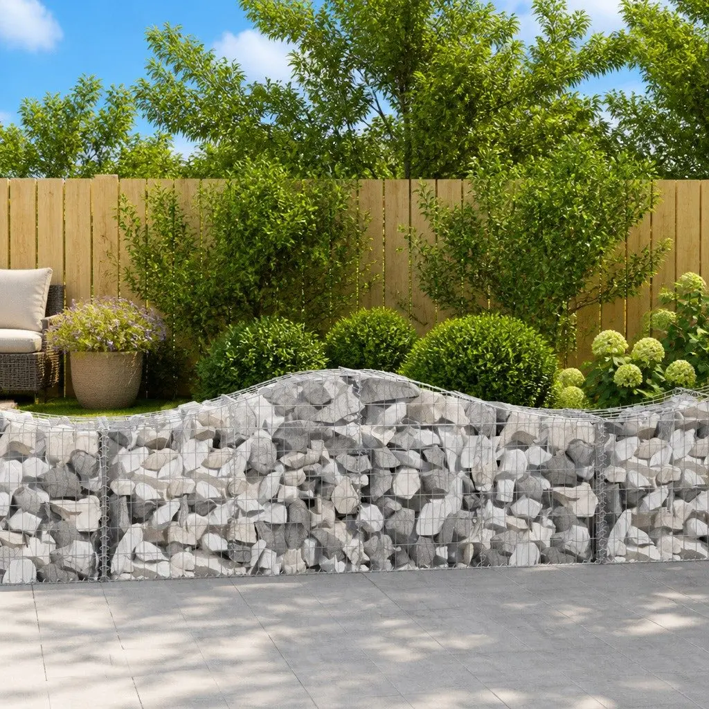 Arched Gabion Baskets Decorative Garden Barrier 200x50x60/80 cm 3 Piece