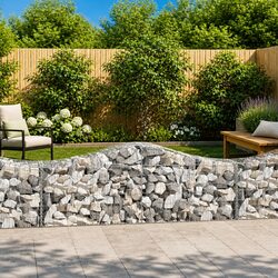 Arched Gabion Baskets 4 pcs 200x50x60/80 cm Garden Decorative Barrier Retaining
