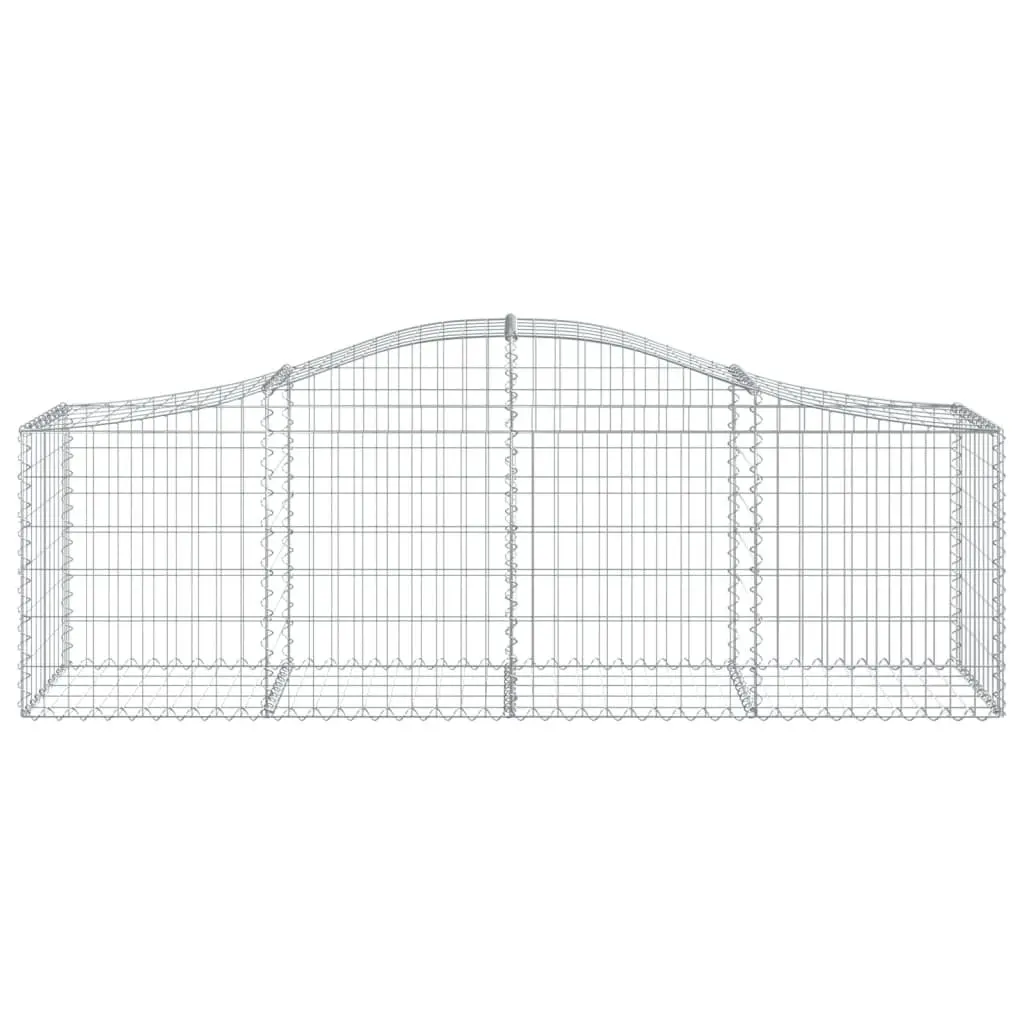 Arched Gabion Baskets Set 7 pcs Decorative Garden Retaining Wall Barrier Silver 200 x 50 x 60/80 cm