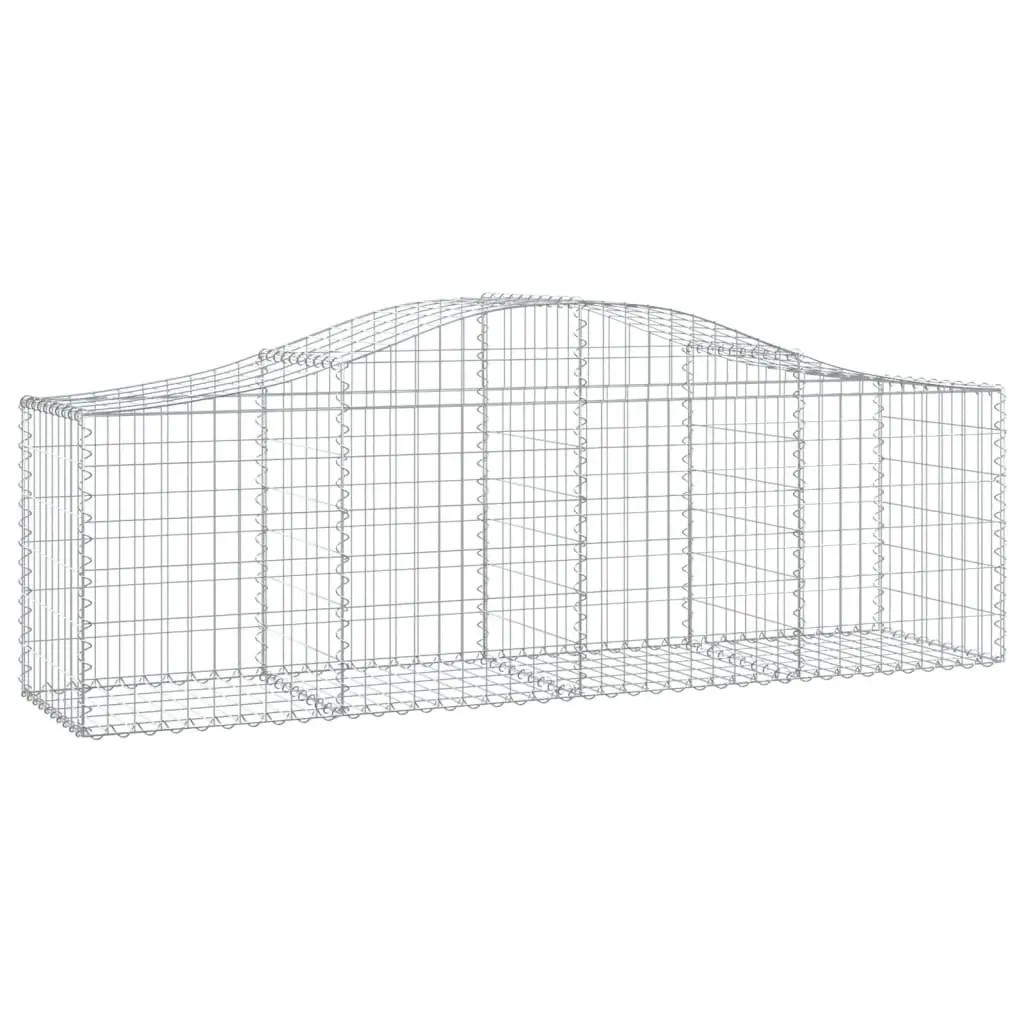 Arched Gabion Baskets Decorative Barrier Set 8 Piece Size 200 x 50 x 60/80 cm Galvanised Iron for Garden Retaining Wall Outdoor