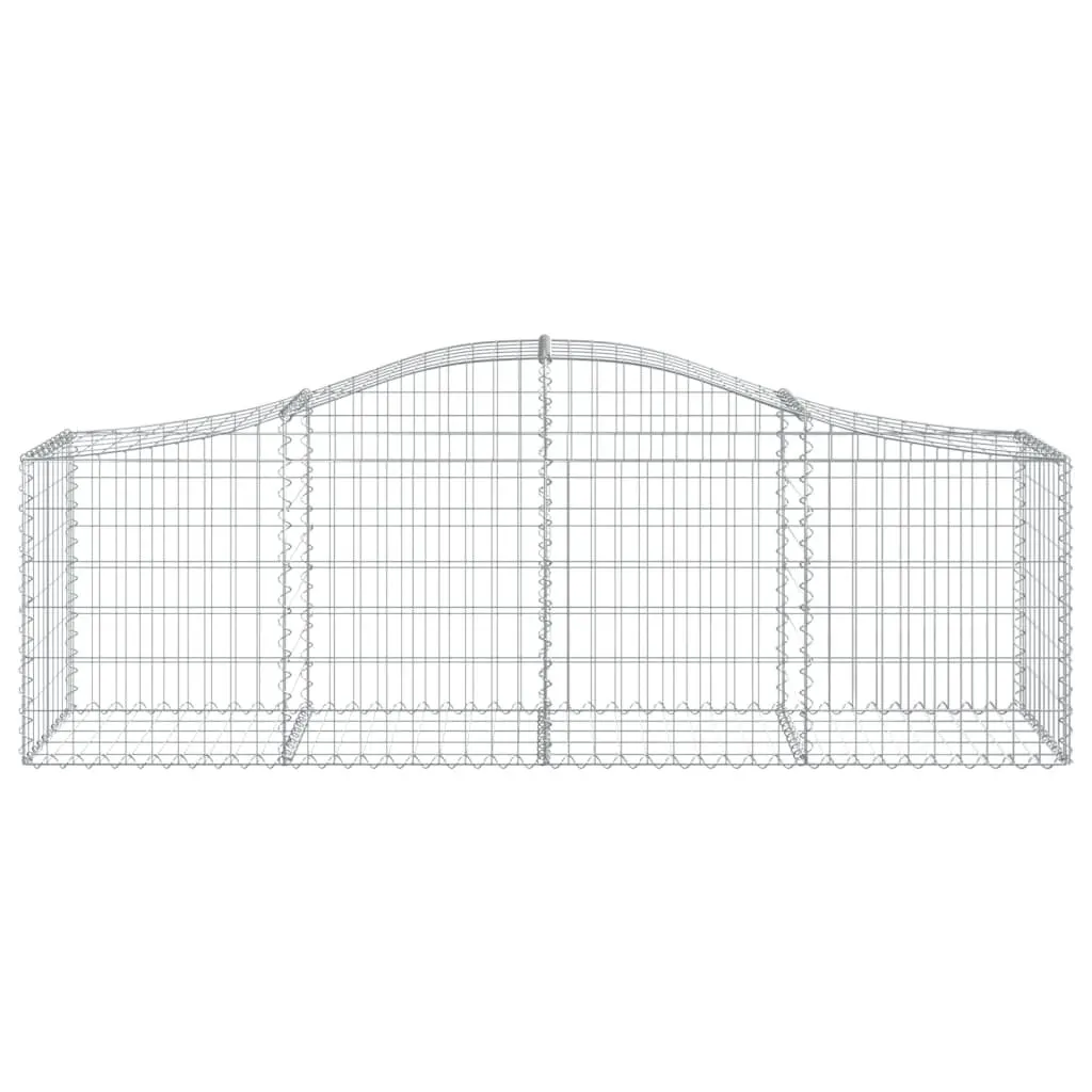 Arched Gabion Baskets Decorative Barrier Set 8 Piece Size 200 x 50 x 60/80 cm Galvanised Iron for Garden Retaining Wall Outdoor