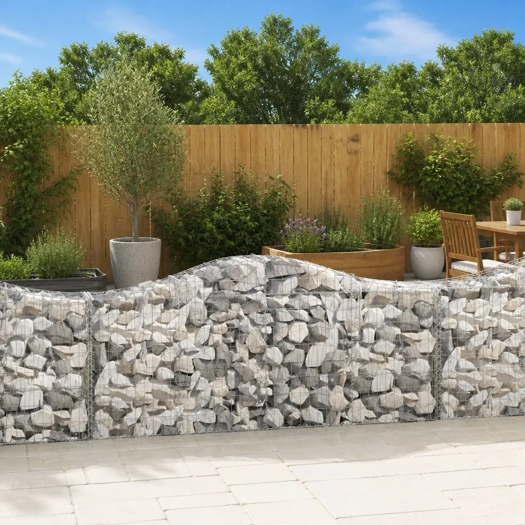 Arched Gabion Baskets Decorative Garden Barrier 200 x 50 x 80 cm 3 Piece