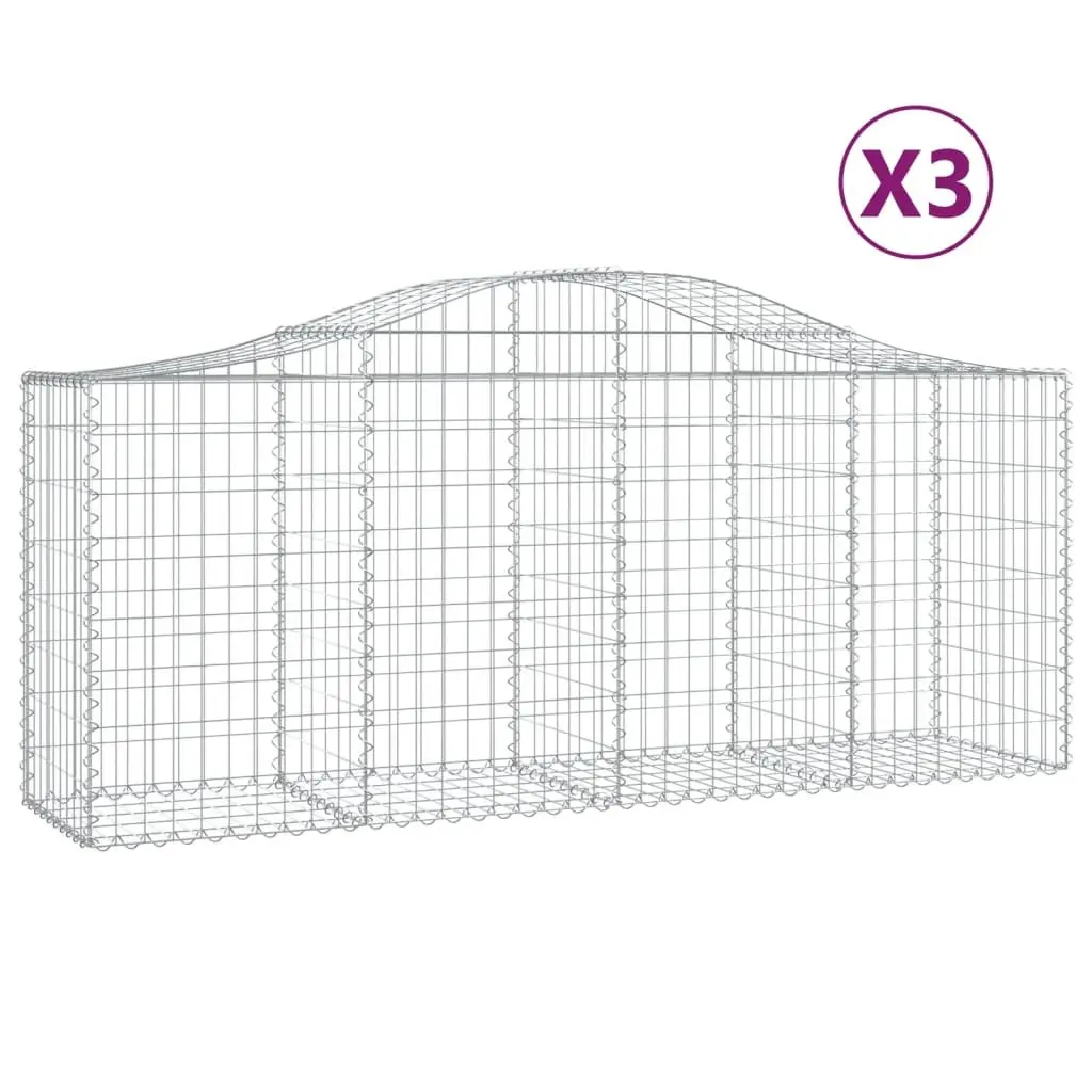 Arched Gabion Baskets Decorative Garden Barrier 200 x 50 x 80 cm 3 Piece