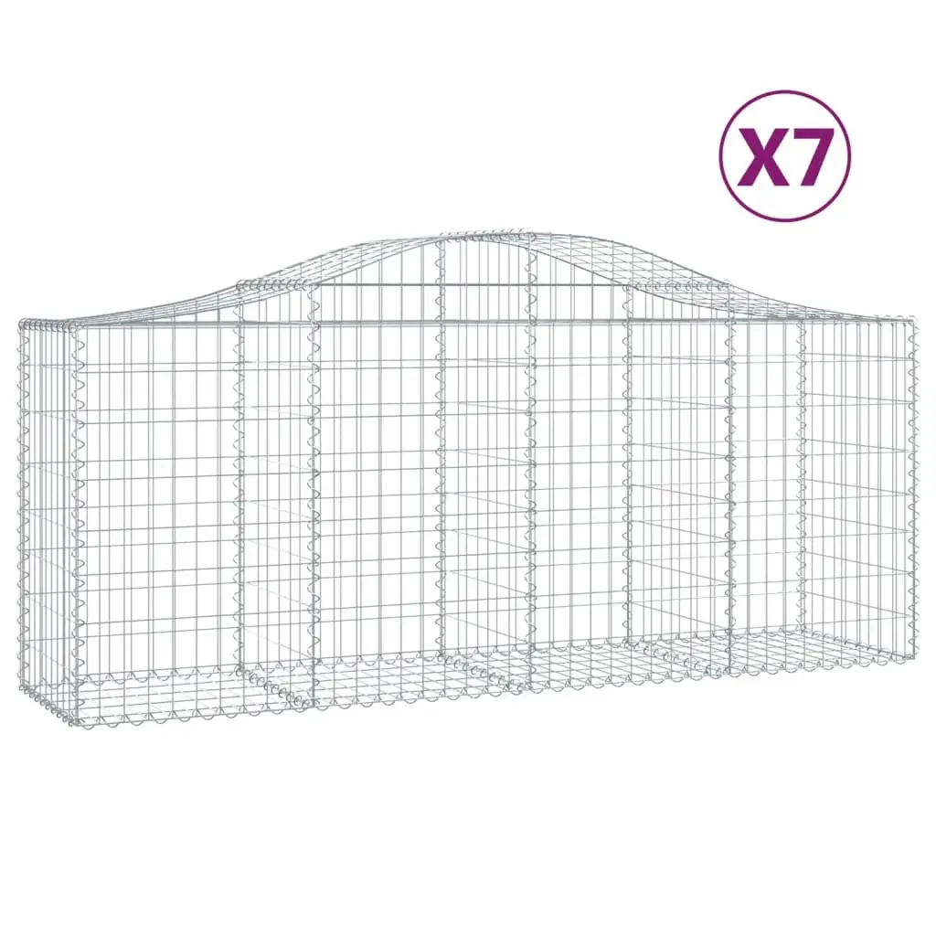 Arched Gabion Baskets 7 pcs Garden Retaining Wall Decorative Outdoor Barrier