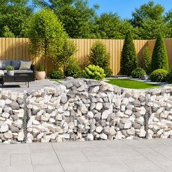 Arched Gabion Baskets 8 pcs 200x50x80/100 cm Silver Garden Retaining Wall Cage