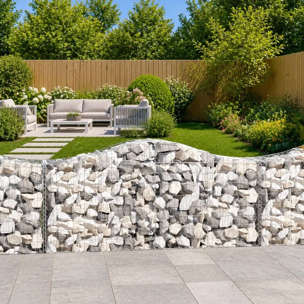 Gabion Baskets Arched Decorative 200x50x80/100 cm Garden Barrier 10 Piece