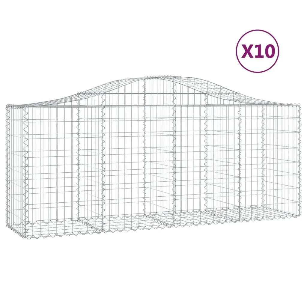 Gabion Baskets Arched Decorative 200x50x80/100 cm Garden Barrier 10 Piece