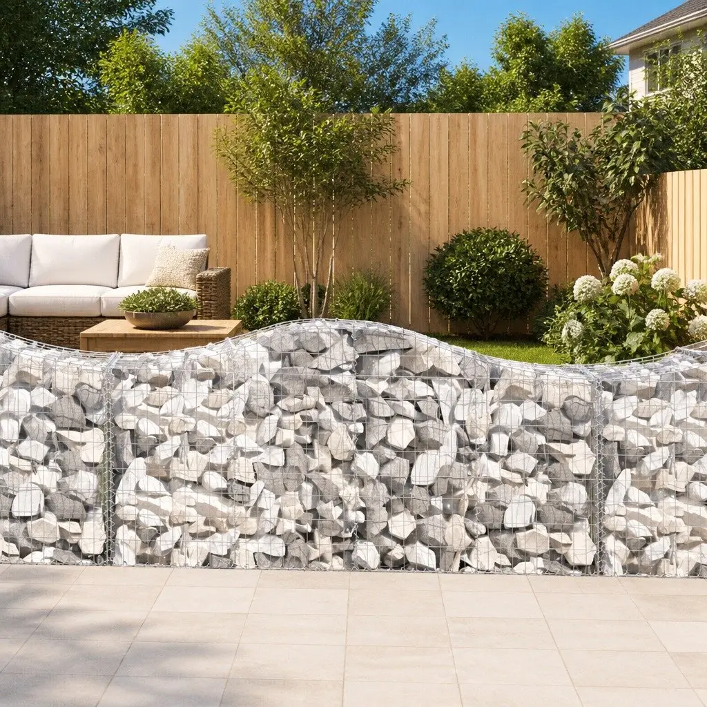 Arched Gabion Baskets 11 pcs Garden Barrier Retaining Wall Outdoor Decorative