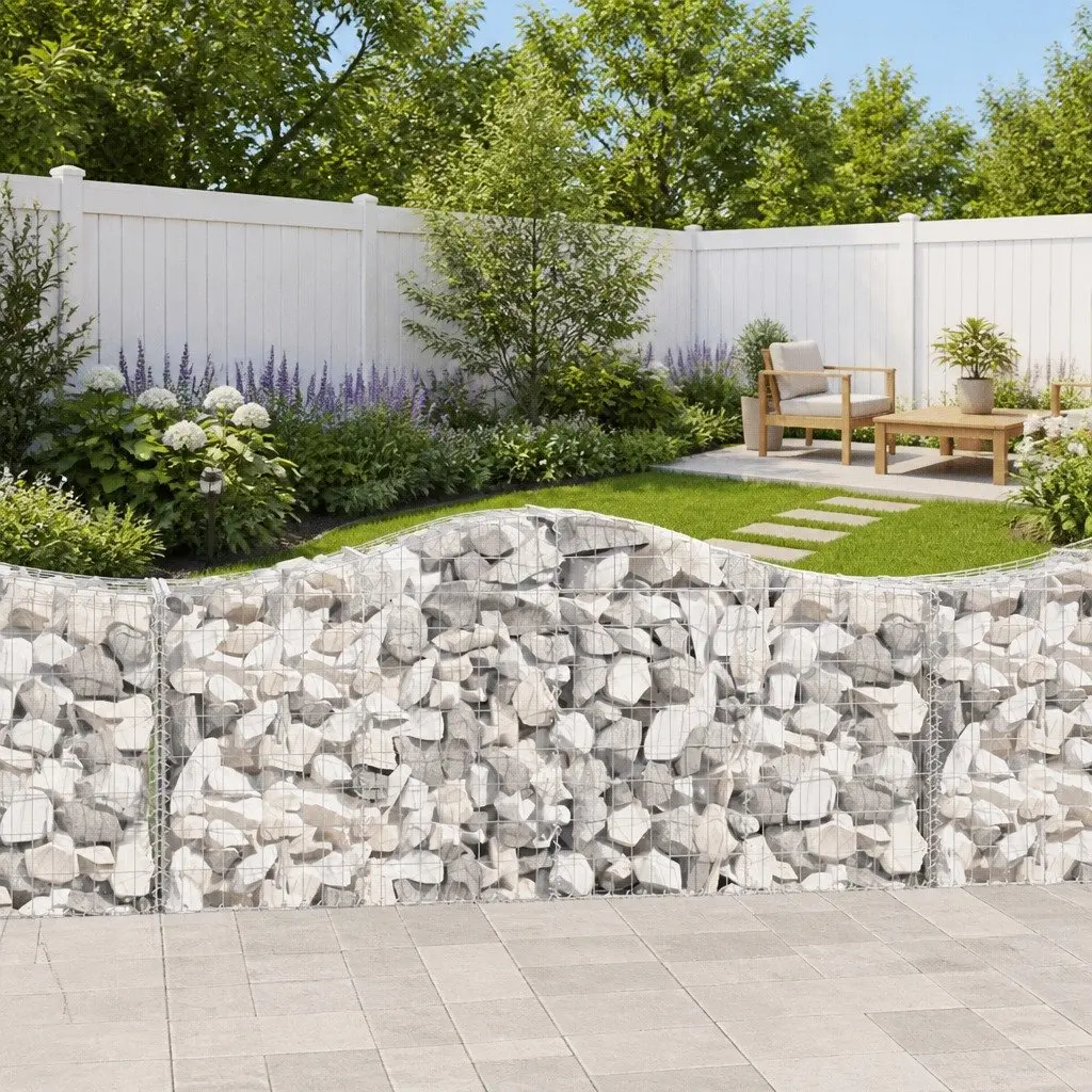 Arched Gabion Baskets Decorative Garden Barrier 200 x 50 x 80/100 cm 13 Piece Set