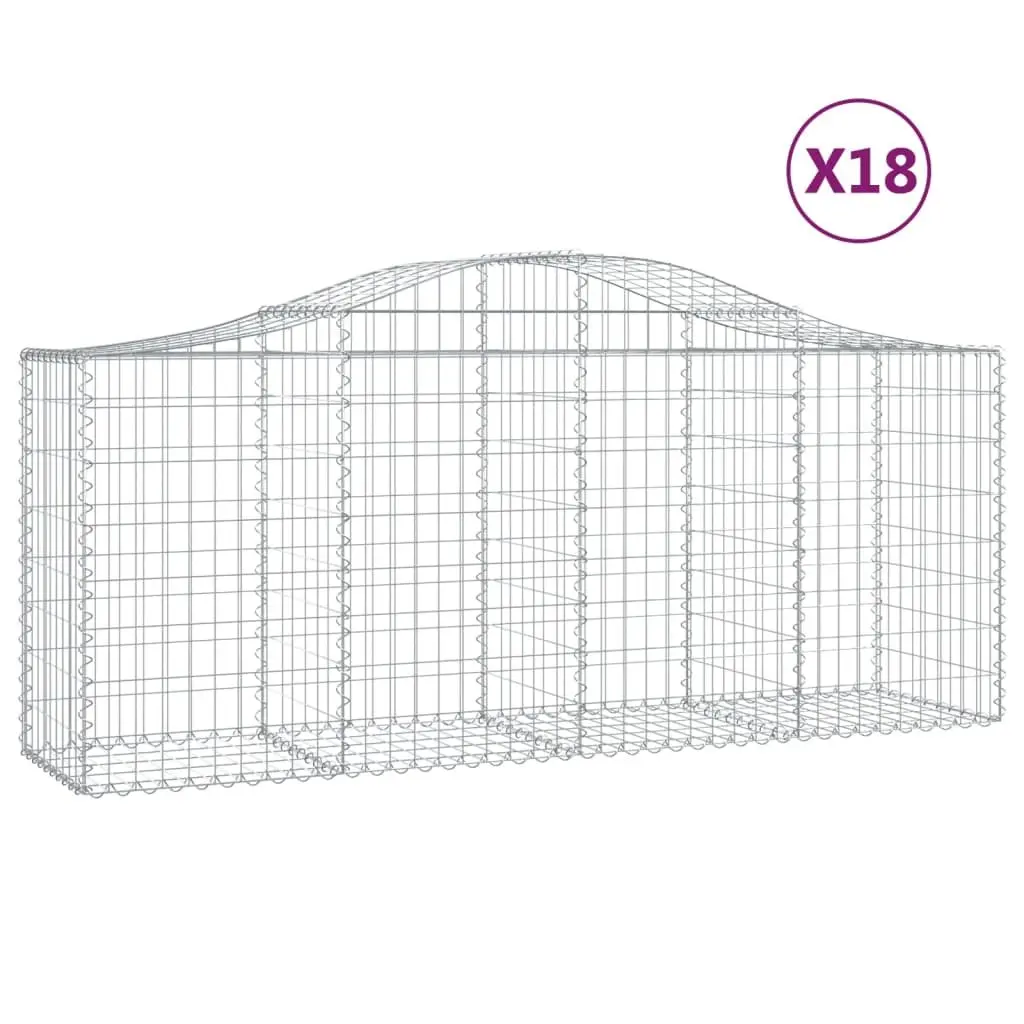 Arched Gabion Baskets Garden Decorative Barriers 18 Pieces Galvanised Iron 3.5 mm Wire Diameter