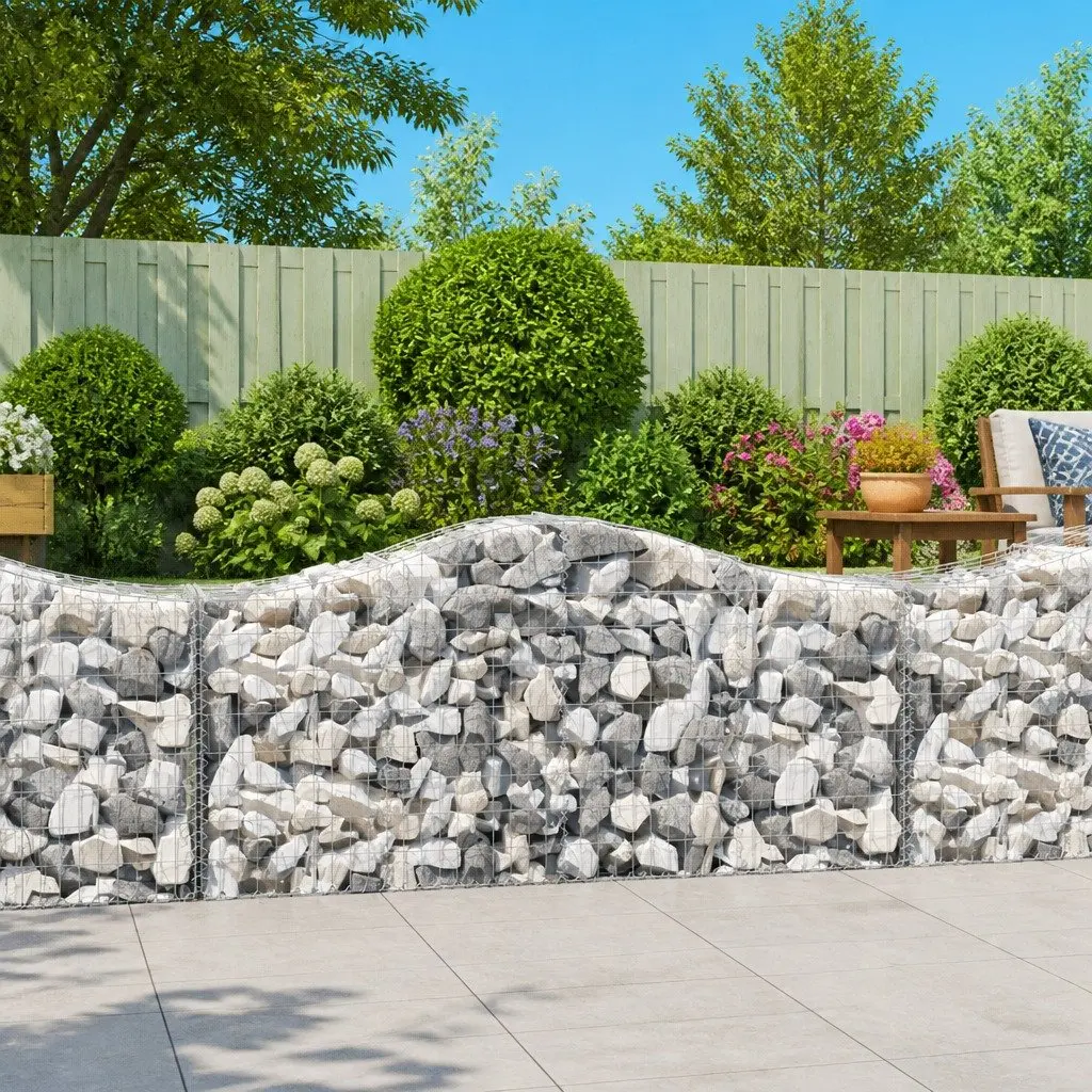 Arched Gabion Baskets Decorative Garden Barrier 200 x 50 x 80/100 cm 20 Piece