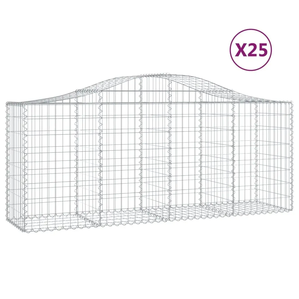 Arched Gabion Baskets 25 pcs Garden Barrier Retaining Wall Outdoor Decorative