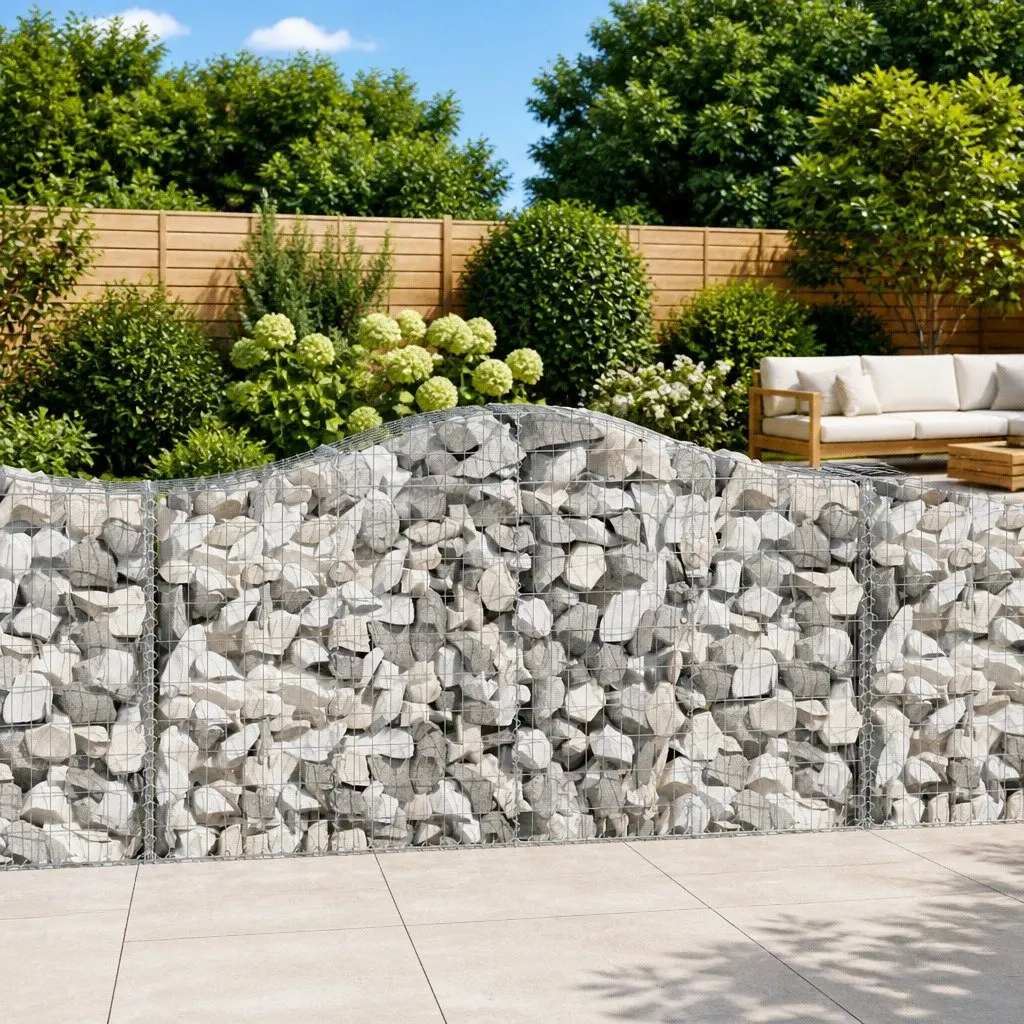 Arched Gabion Baskets Decorative Garden Barrier 200 x 50 x 100120 cm Silver 4 pcs