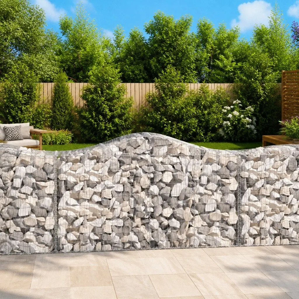 Arched Gabion Baskets Decorative Garden Barrier 200 x 50 x 100120 cm 6 Piece