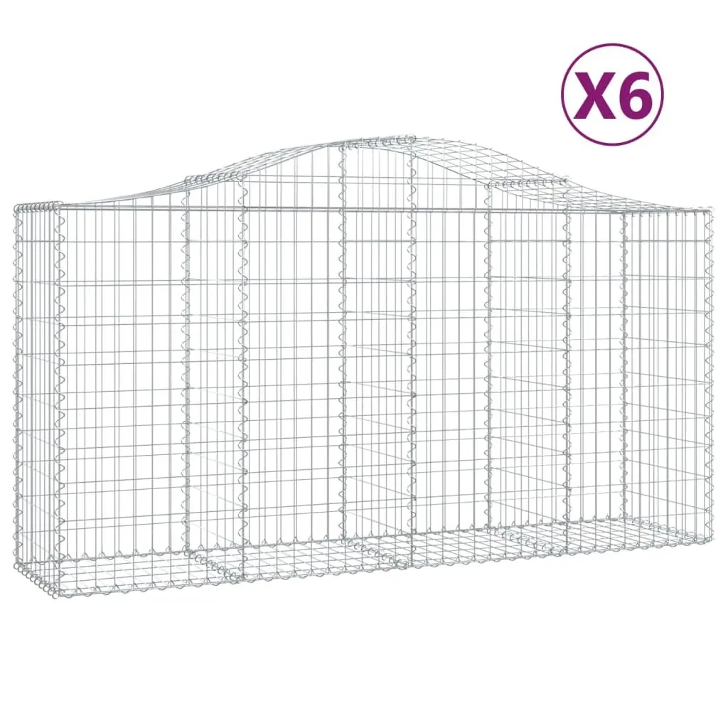 Arched Gabion Baskets Decorative Garden Barrier 200 x 50 x 100120 cm 6 Piece