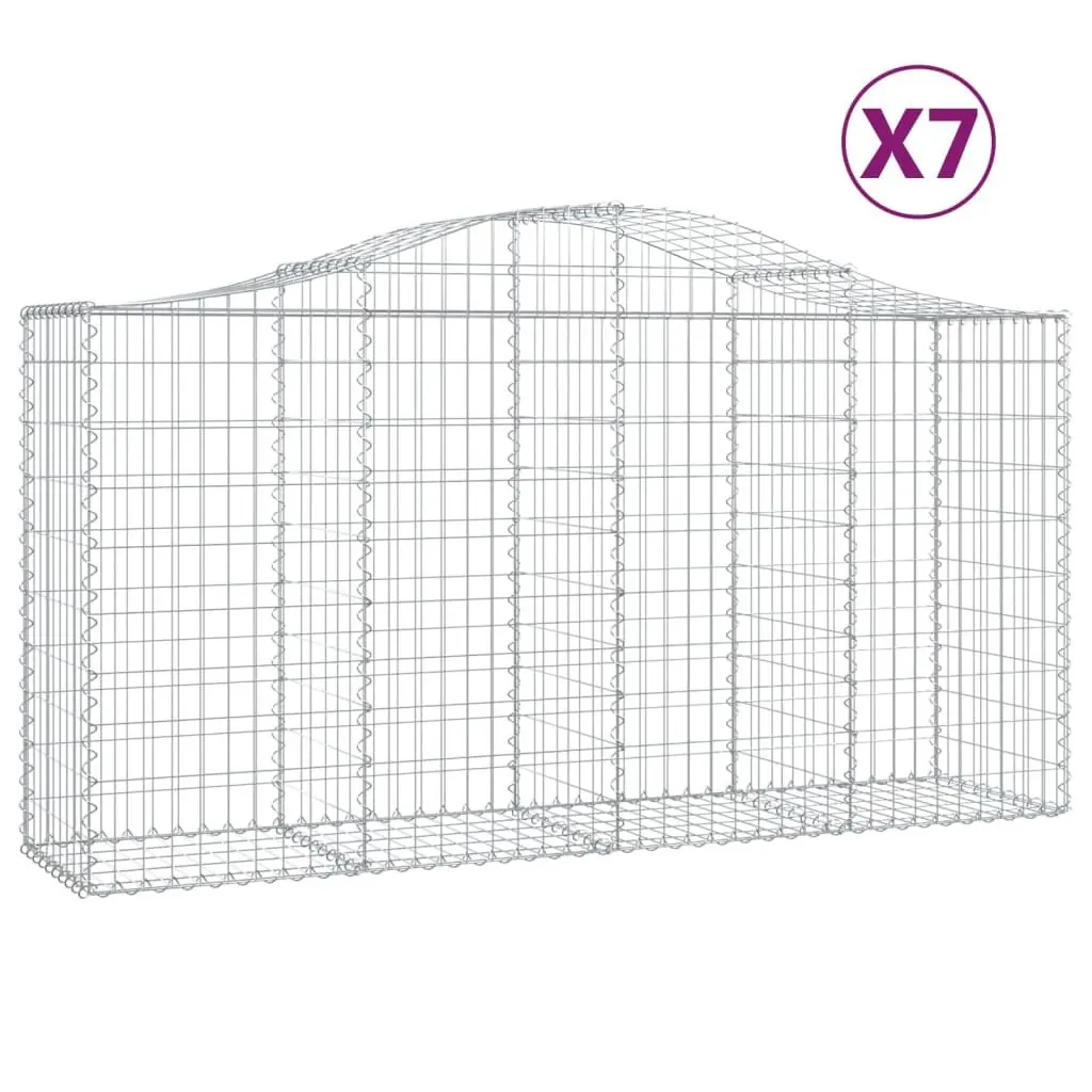 Arched Gabion Baskets Decorative Garden Barrier 200x50x100120cm Silver 7 Piece