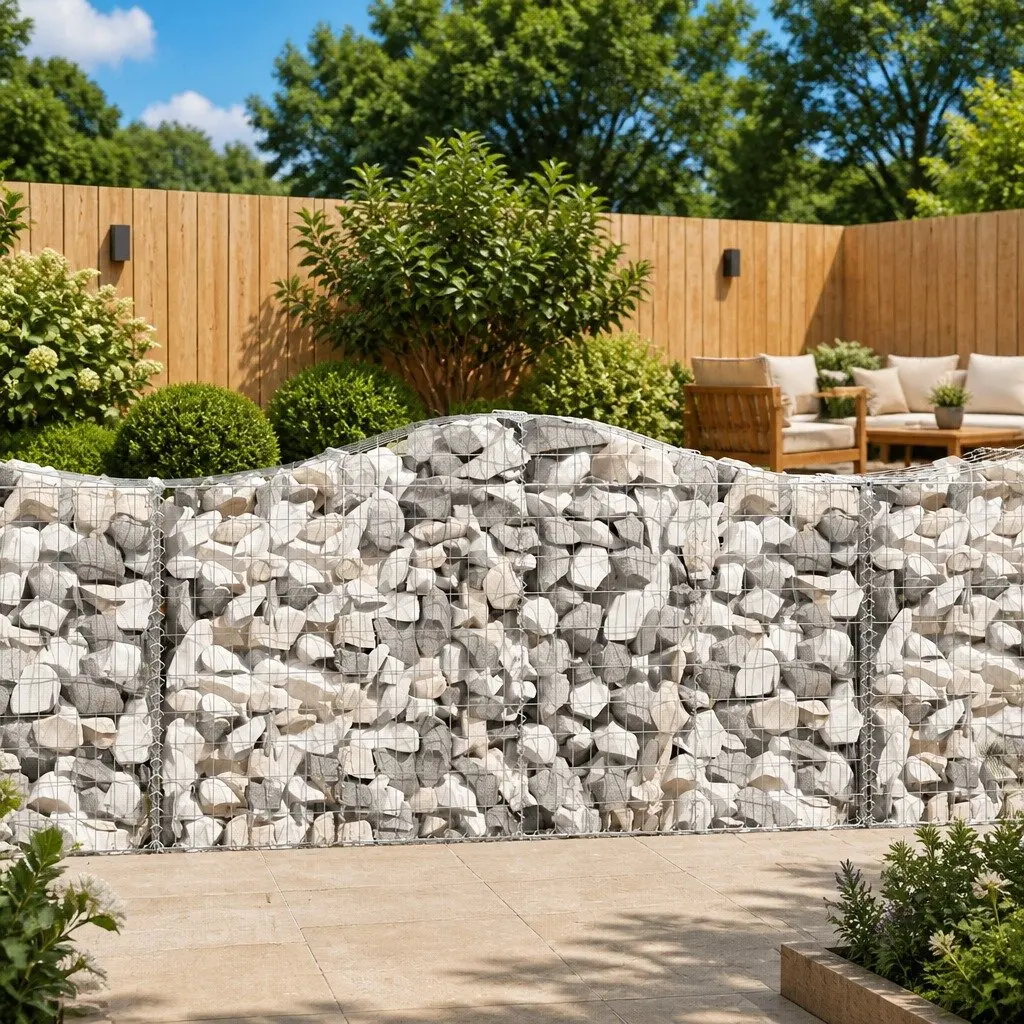 Arched Gabion Baskets Decorative Garden Barrier 200 x 50 x 100120 cm 8 Piece