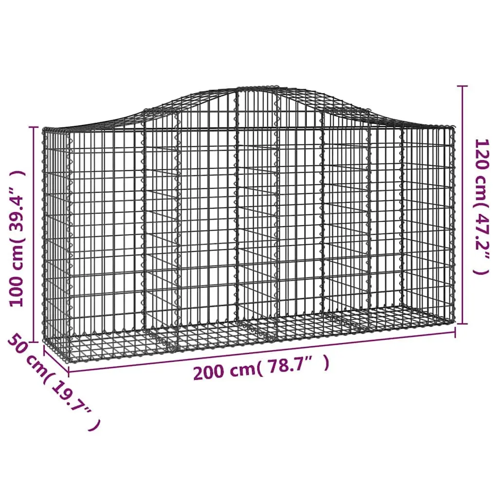 Arched Gabion Baskets Decorative Garden Barrier 200 x 50 x 100120 cm 8 Piece