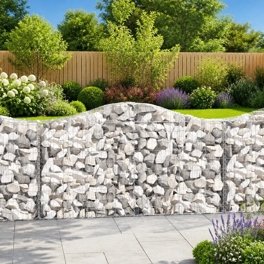 Arched Gabion Baskets Decorative Garden Barrier 200 x 50 x 100120 cm 13 Piece