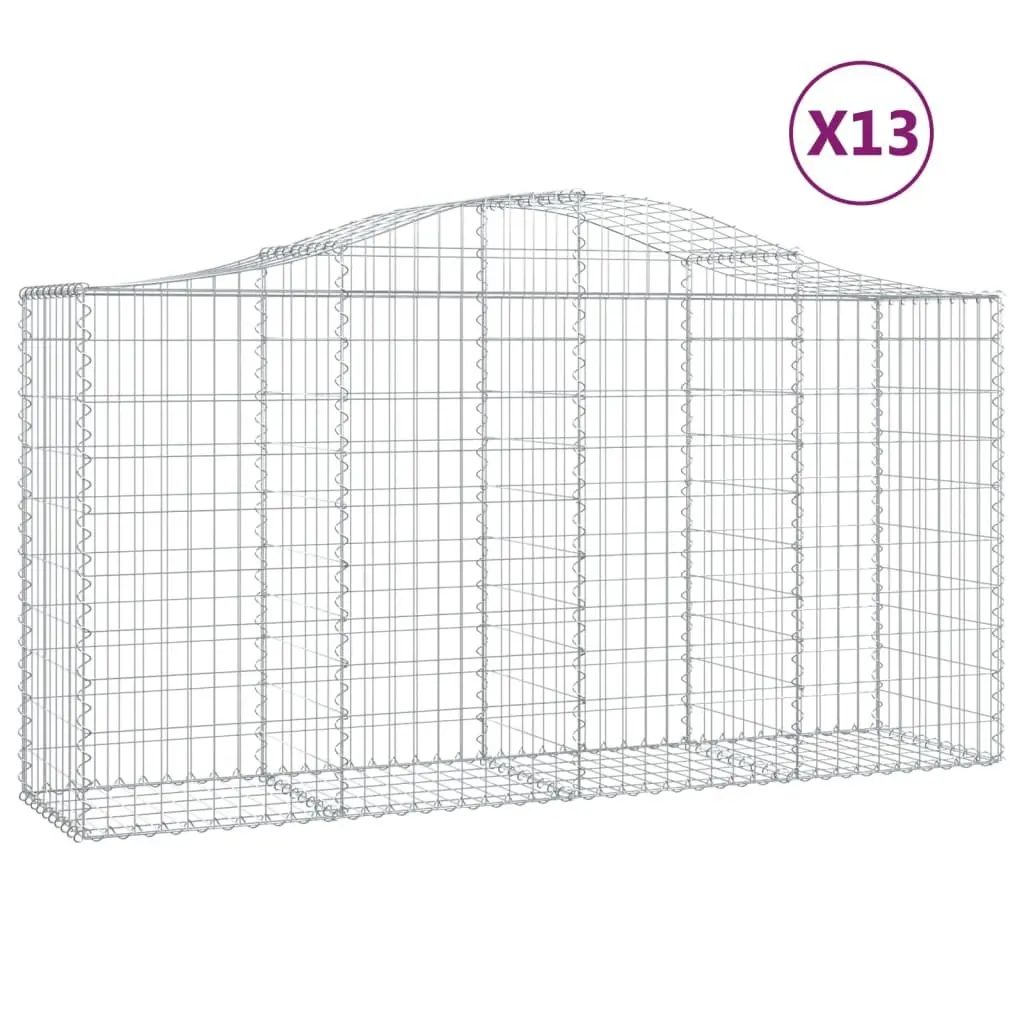 Arched Gabion Baskets Decorative Garden Barrier 200 x 50 x 100120 cm 13 Piece