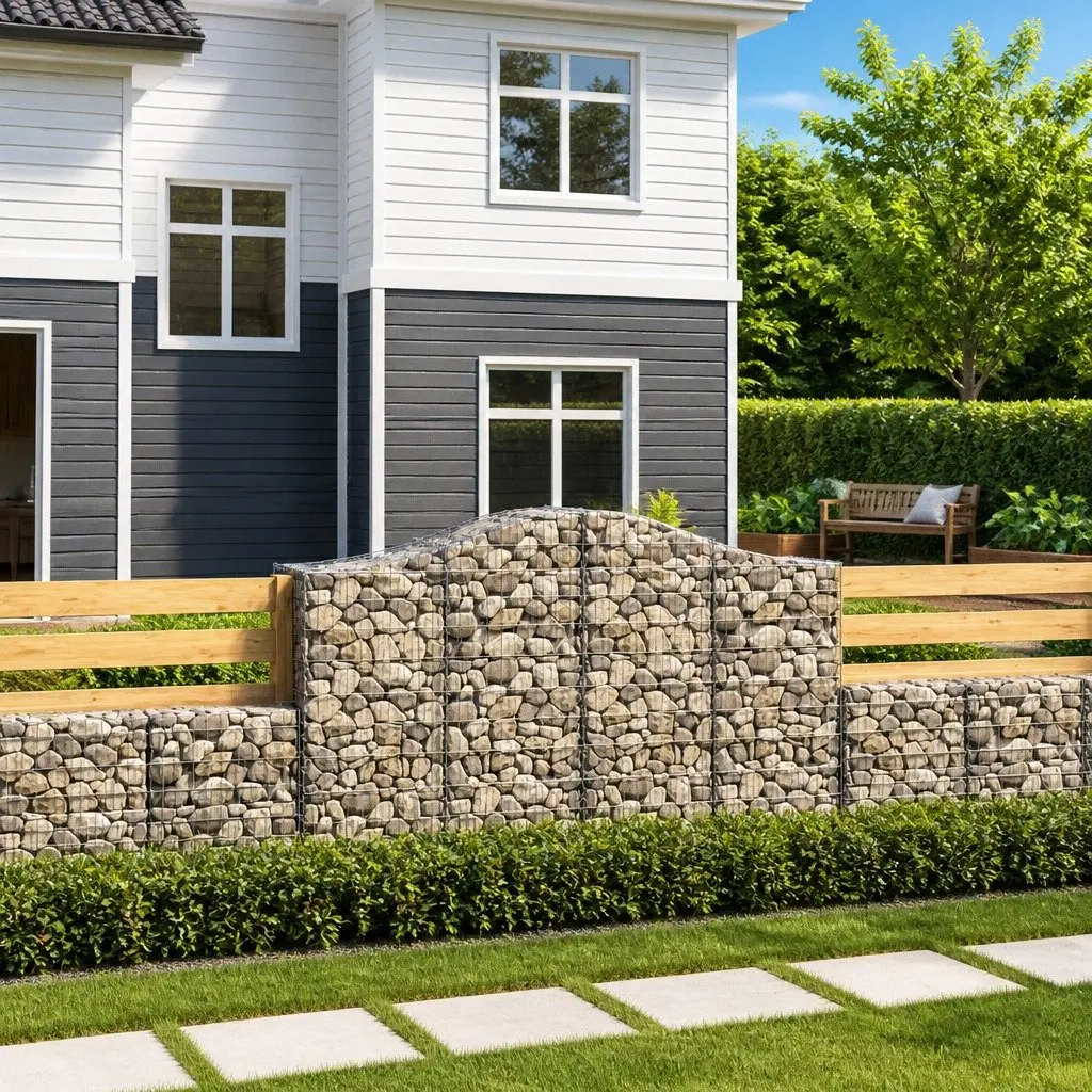 Arched Gabion Baskets Decorative 200x50x120140 cm Garden Retaining Wall