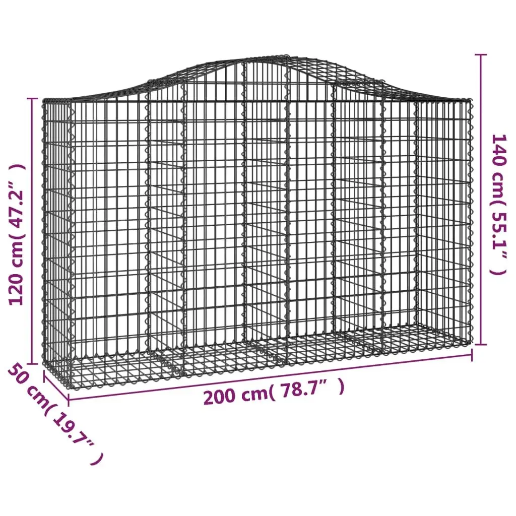Arched Gabion Baskets Decorative 200x50x120140 cm Garden Retaining Wall