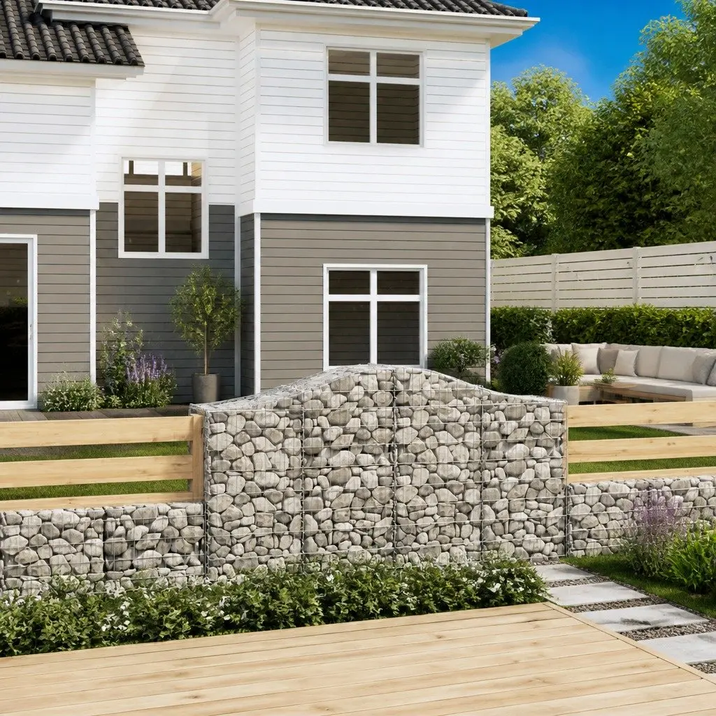Arched Gabion Baskets 3 pcs Garden Barrier Retaining Wall Decorative Outdoor