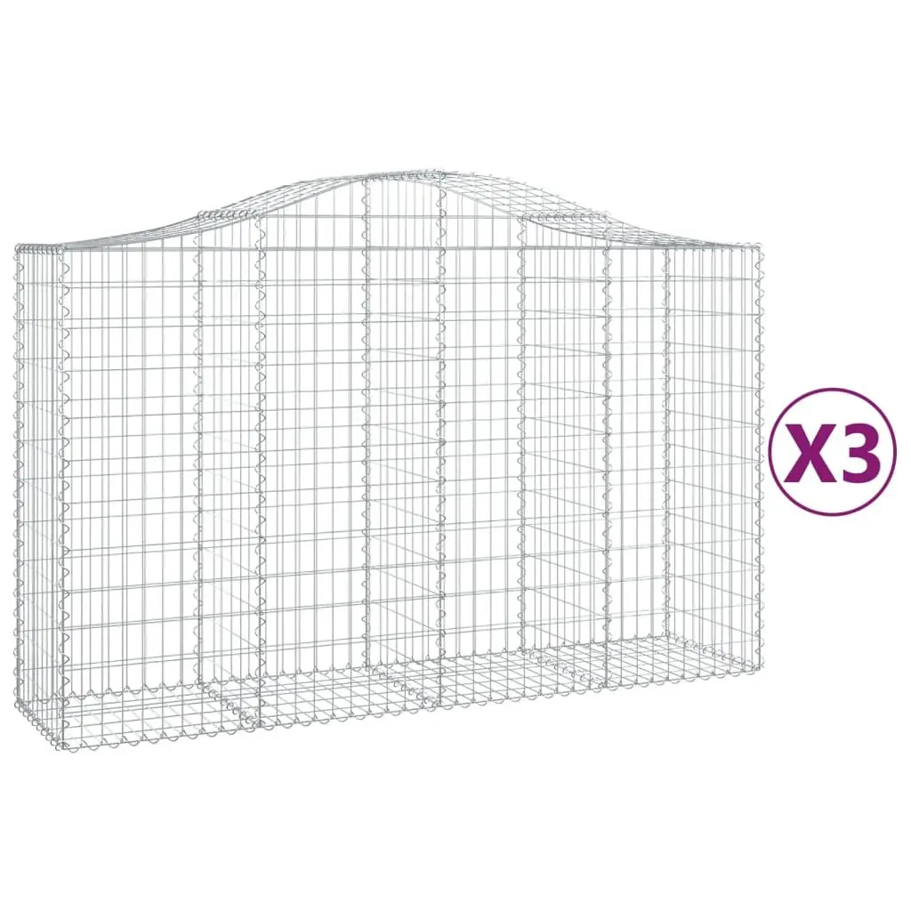 Arched Gabion Baskets 3 pcs Garden Barrier Retaining Wall Decorative Outdoor