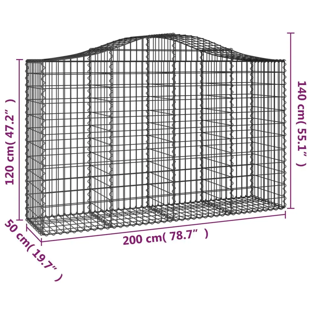 Arched Gabion Baskets 3 pcs Garden Barrier Retaining Wall Decorative Outdoor