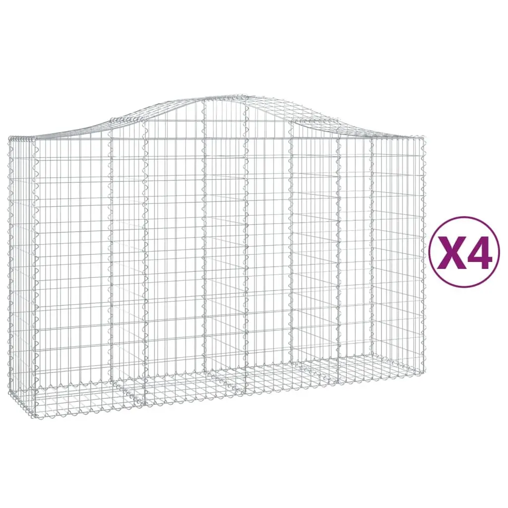 Arched Gabion Baskets Decorative Sound-Insulating Garden Barrier 200 x 50 x 120140 cm 4 Piece