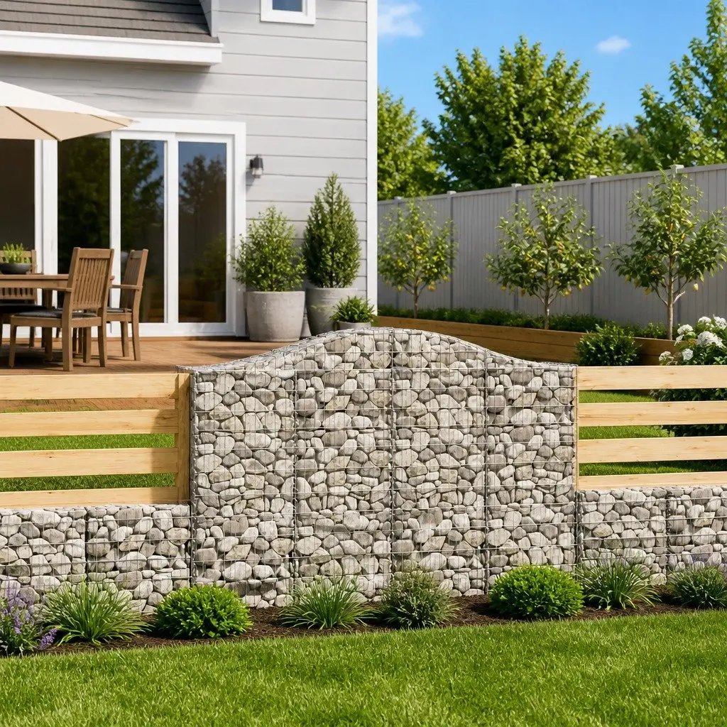 Arched Gabion Baskets 2pc Garden Barrier Decorative Outdoor 200x50x140160cm Galvanised Iron